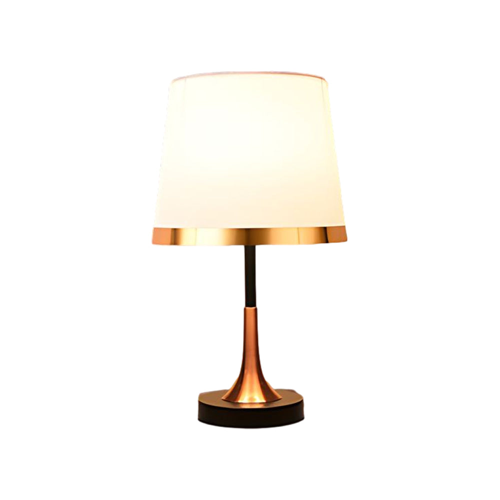 Vintage White/Black and Mid-Century Modern Brass Table Lamp | Kalsten