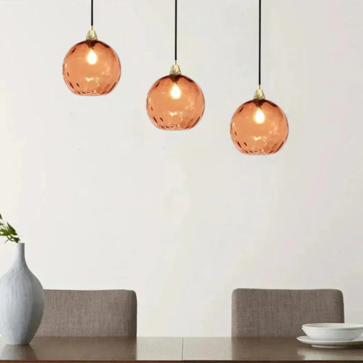 Pendant Light Ripple Glass 7.9 in Sphere Adjustable Dining Room Kitchen Hanging Ceiling Lamp Modern Nordic Minimalist Fixture | Kalsten
