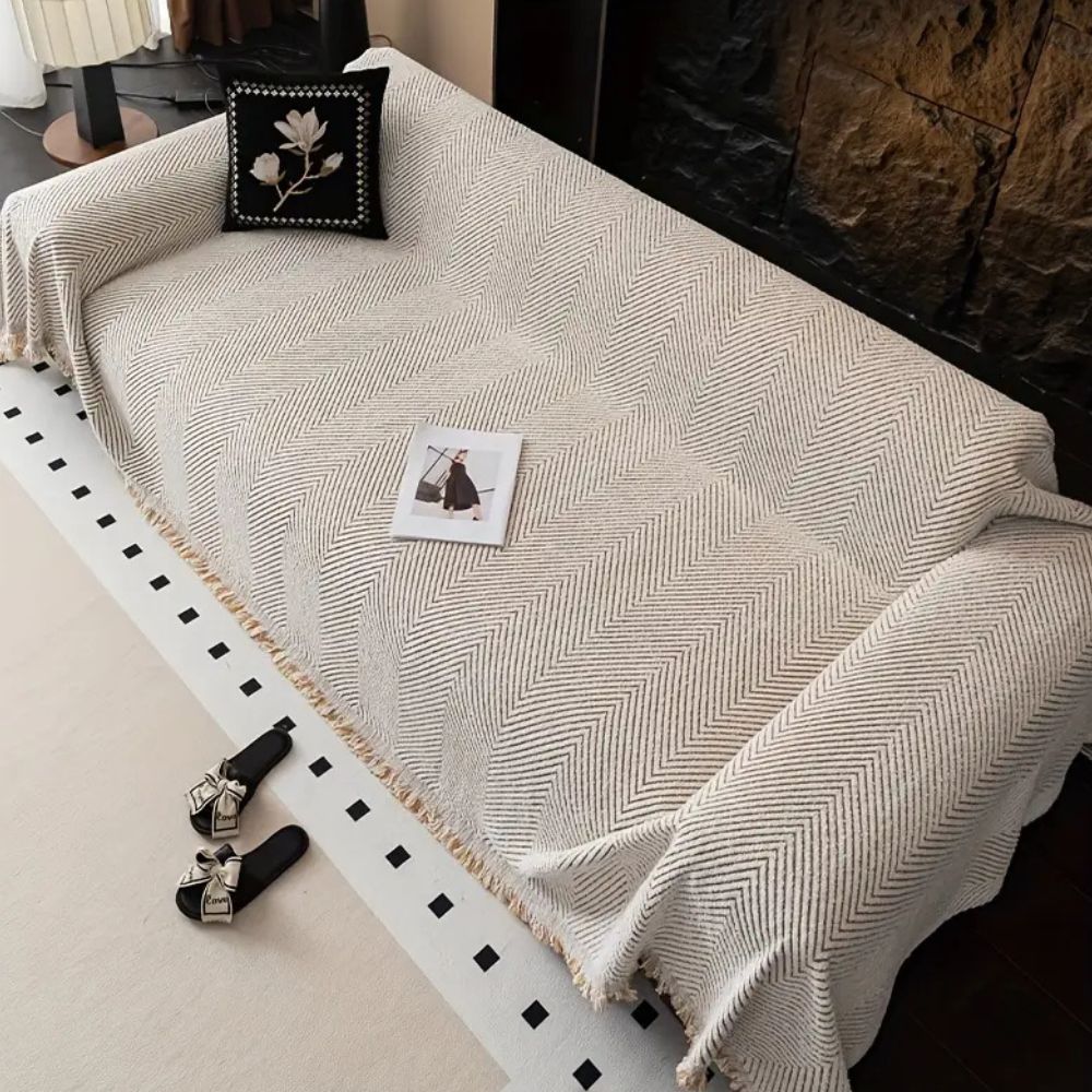 Striped Herringbone Sofa Cover