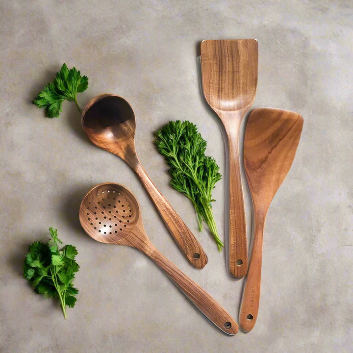 TeakChef Kitchen Set – Sustainable Antibacterial Kitchen Utensils made of Teak Wood | Kalsten