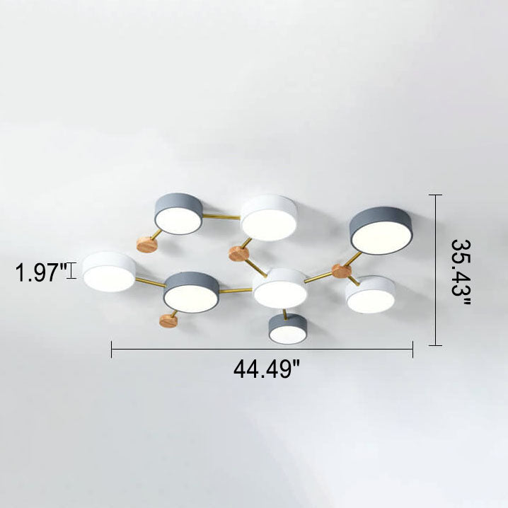 Flush Mount Ceiling Light Iron Solid Wood Acrylic 36W 23.6 in Gray Modern Hallway Living Room Bedroom Lighting | Kalsten