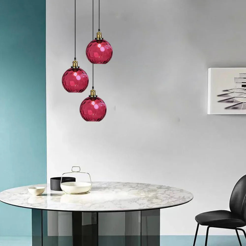 Pendant Light Ripple Glass 7.9 in Sphere Adjustable Dining Room Kitchen Hanging Ceiling Lamp Modern Nordic Minimalist Fixture | Kalsten