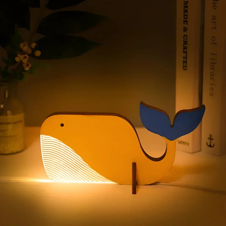 Animal Figure Table Lamp Made of Wood | Kalsten