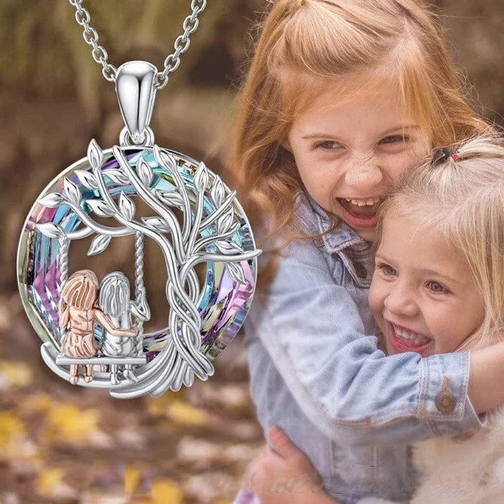 Kalsten | Tree of Life Sister on the Swing Cry-stal Pendant Necklace