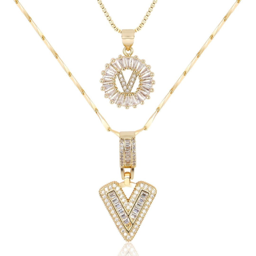 Kalsten | 2pc 14k Diamond Letter Initial Necklaces