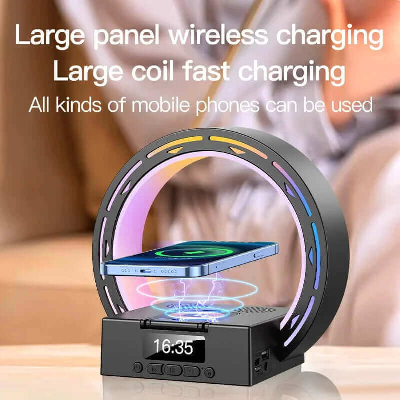 4 In 1 Wireless Bluetooth Speaker Charging Pad Bedside Lamp With Alarm Clock Wake-Up Light For Bedroom Support USB Drive TF Card | Kalsten