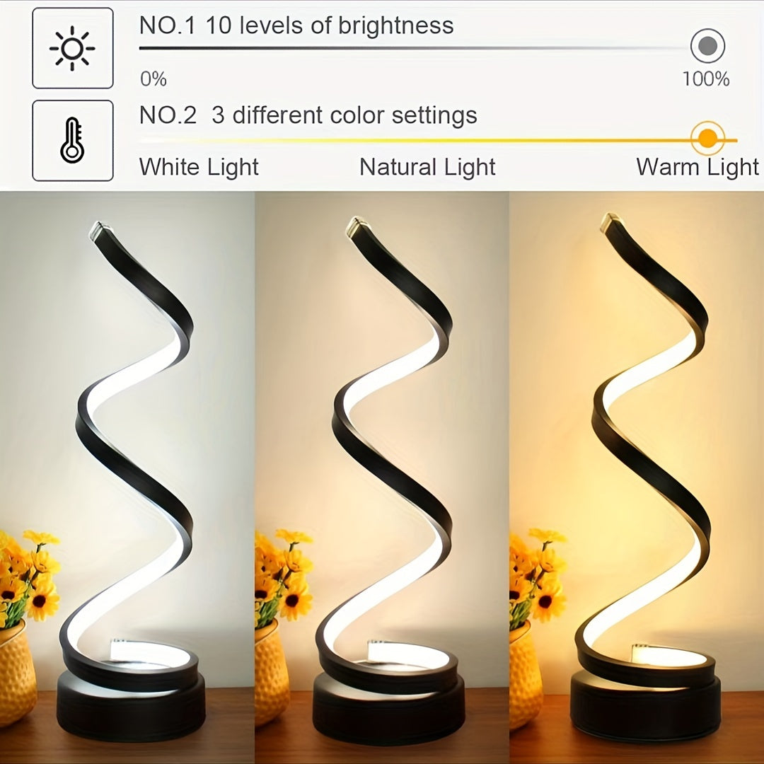 Modern Spiral Table Lamp – Creative LED Desk Lamp with Gentle Warm Light, Perfect for Bedroom, Living Room, and Study Decor | Kalsten