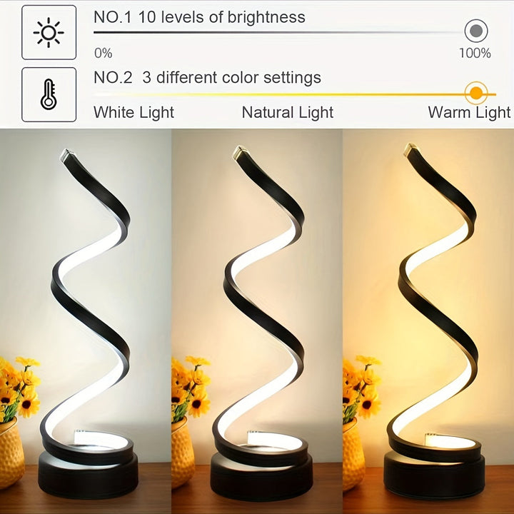 Modern Spiral Table Lamp – Creative LED Desk Lamp with Gentle Warm Light, Perfect for Bedroom, Living Room, and Study Decor | Kalsten