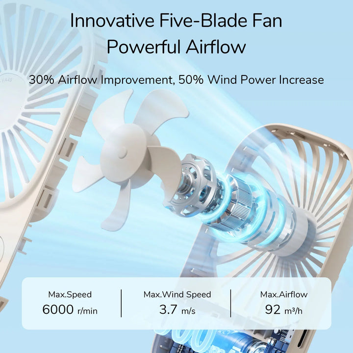 Mini Handheld USB Rechargeable Fan with 3 Speeds, Portable Lash Fan & Desk Stand | Kalsten