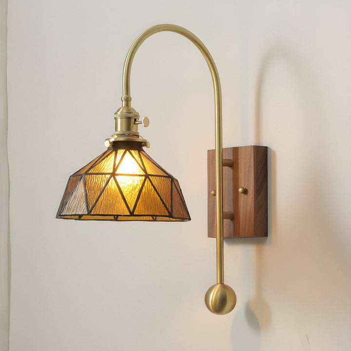 LED Wall Sconce Light – Retro Industrial High Arm Brass Glass (30x15cm / 11.8x5.9in) | Kalsten