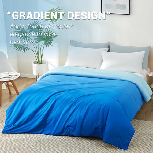 Cooling Comforter Absorbs Body Heat to Keep Cool, Double-Sided Cooling Blanket for Hot Sleepers  Cool Fabric Q-Max>0.5, Lightweight Summer Comforter Cold Blanket, Gradient Dark Blue | Kalsten