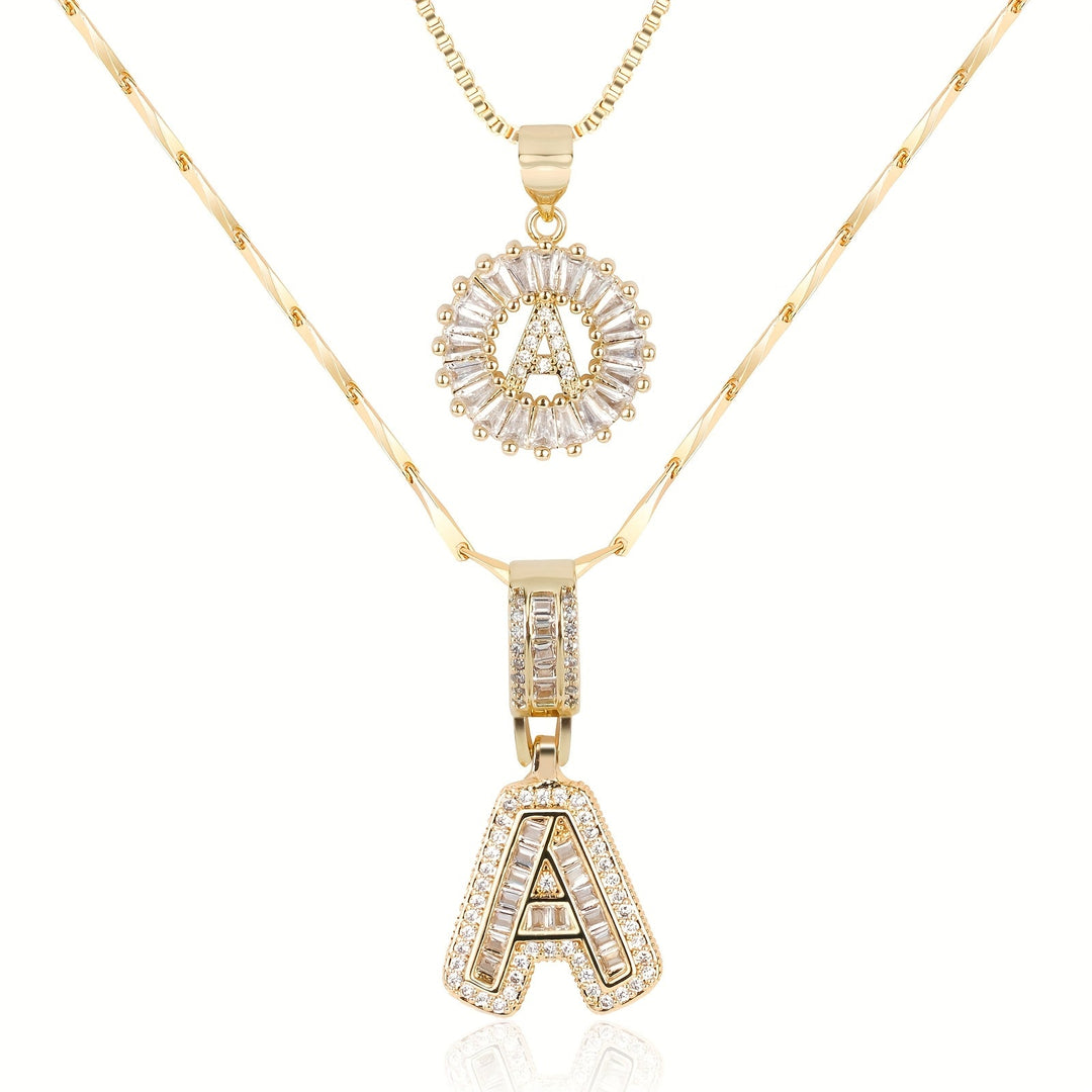 Kalsten | 2pc 14k Diamond Letter Initial Necklaces