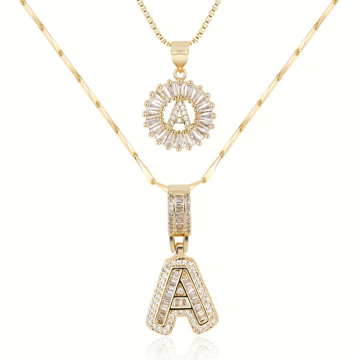 Kalsten | 2pc 14k Diamond Letter Initial Necklaces