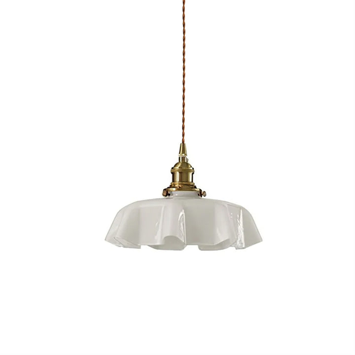 Ceramic Pendant Light 9.8 in x 5.1 in Adjustable Ceiling Indoor White Beige Pink Blue Vintage Lampshade | Kalsten