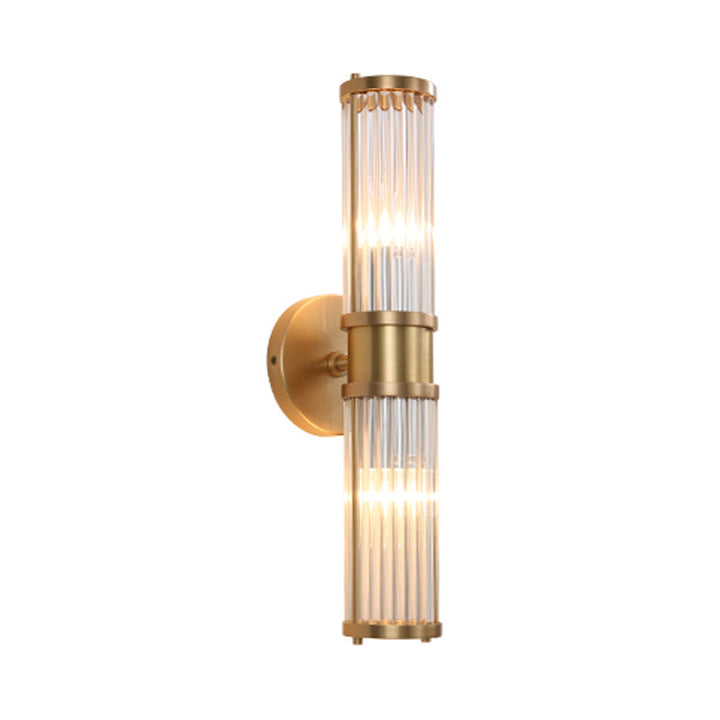 1/2-Light Corridor Wall Light Fixture Modernist Stylish Golden Wall Sconce with Cylindrical Clear Crystal Shade | Kalsten