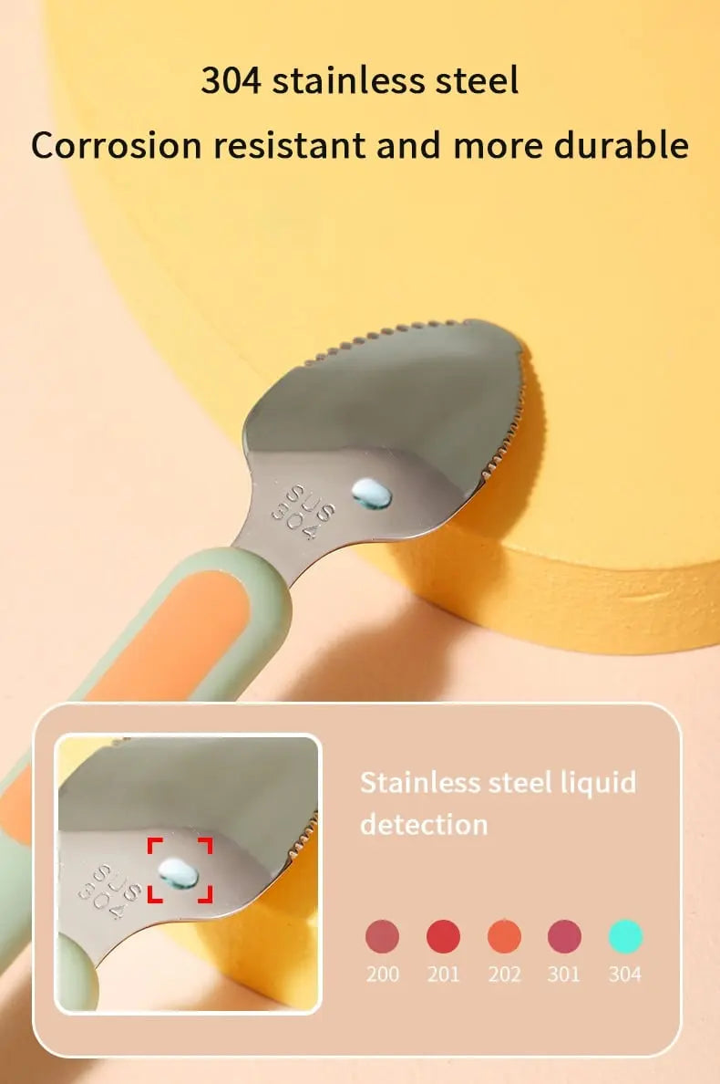 Kalsten | Baby spoon with scraper — double-sided fruit preparation tool