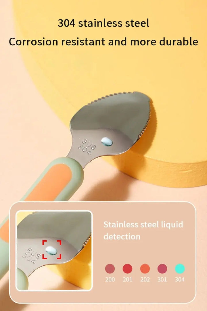 Kalsten | Baby spoon with scraper — double-sided fruit preparation tool
