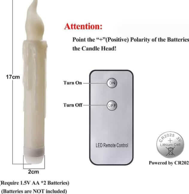 20 LED Floating Taper Candles With Candle Sticks and Magic Wand Remote Control for Home and Event Decoration | Kalsten