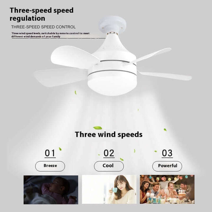 LED Straight Leaf Fan Lamp E27 Screw Detachable Fan Blade Bedroom Three-color Dimming Ceiling Ceiling Fan Lights | Kalsten