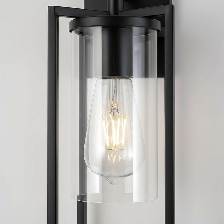 LED Wall Sconce Light – Industrial Retro Black Iron Clear Glass (27x12cm / 10.6x4.7in | Kalsten