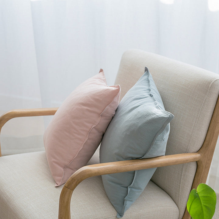 Square sofa and floor cushion cover made of pigment-dyed cotton-linen blend with concealed zipper