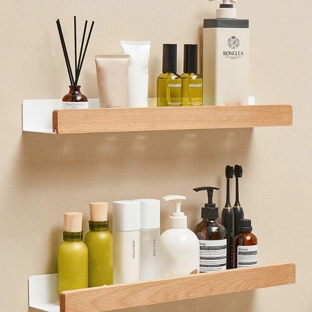 Kalsten | Solid Wood Bathroom Organizer Shelves Without Drilling