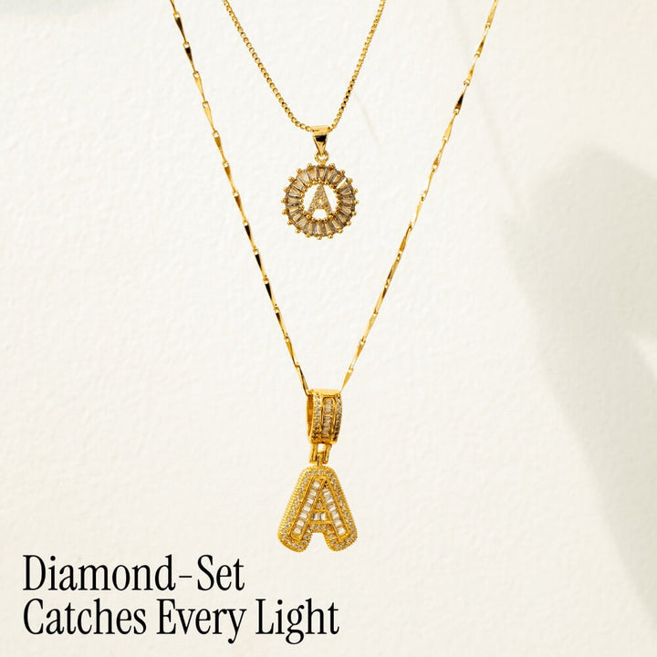 Kalsten | 2pc 14k Diamond Letter Initial Necklaces