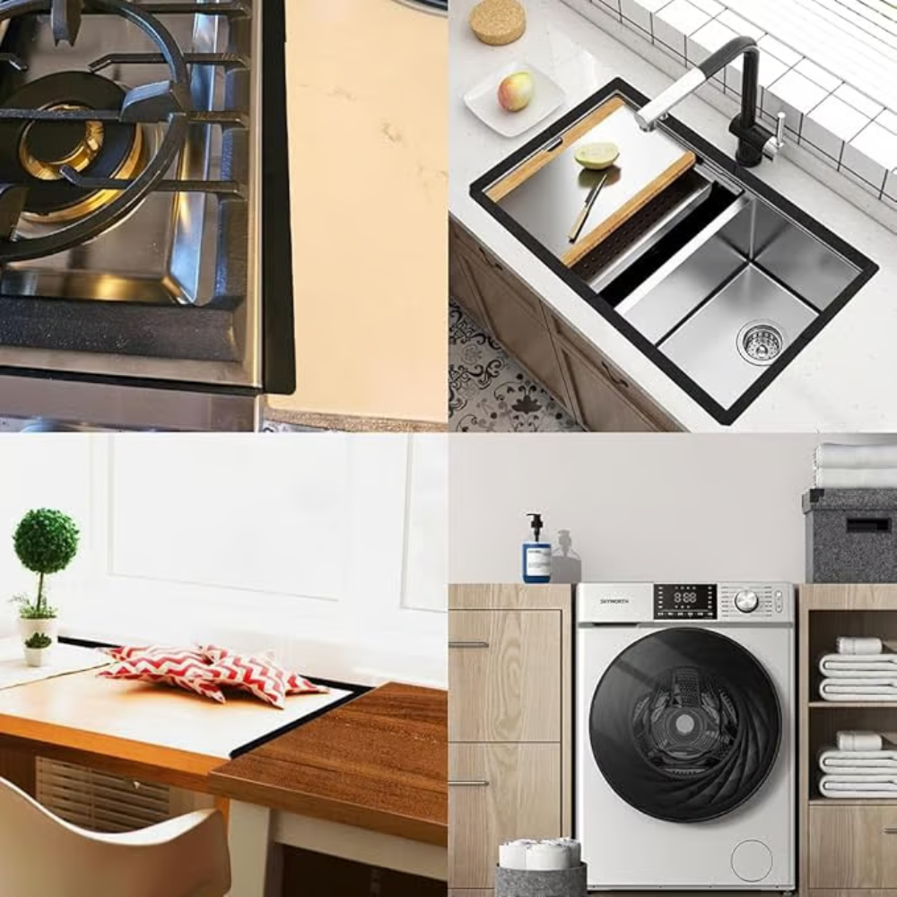 Kalsten | Adjustable Stove Gap Cover | Heat-Resistant Stainless Steel Seal Strip | Kitchen Spill Protector