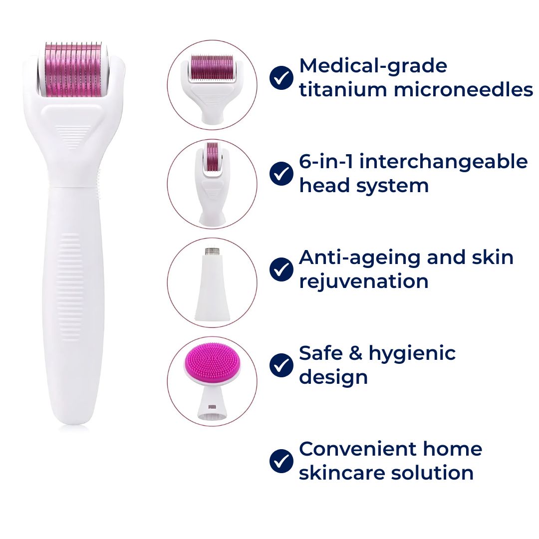 DermaGlow Microneedling Derma Roller Kit – Anti-Ageing – Titanium Needles – Home Skincare for Women Kalsten