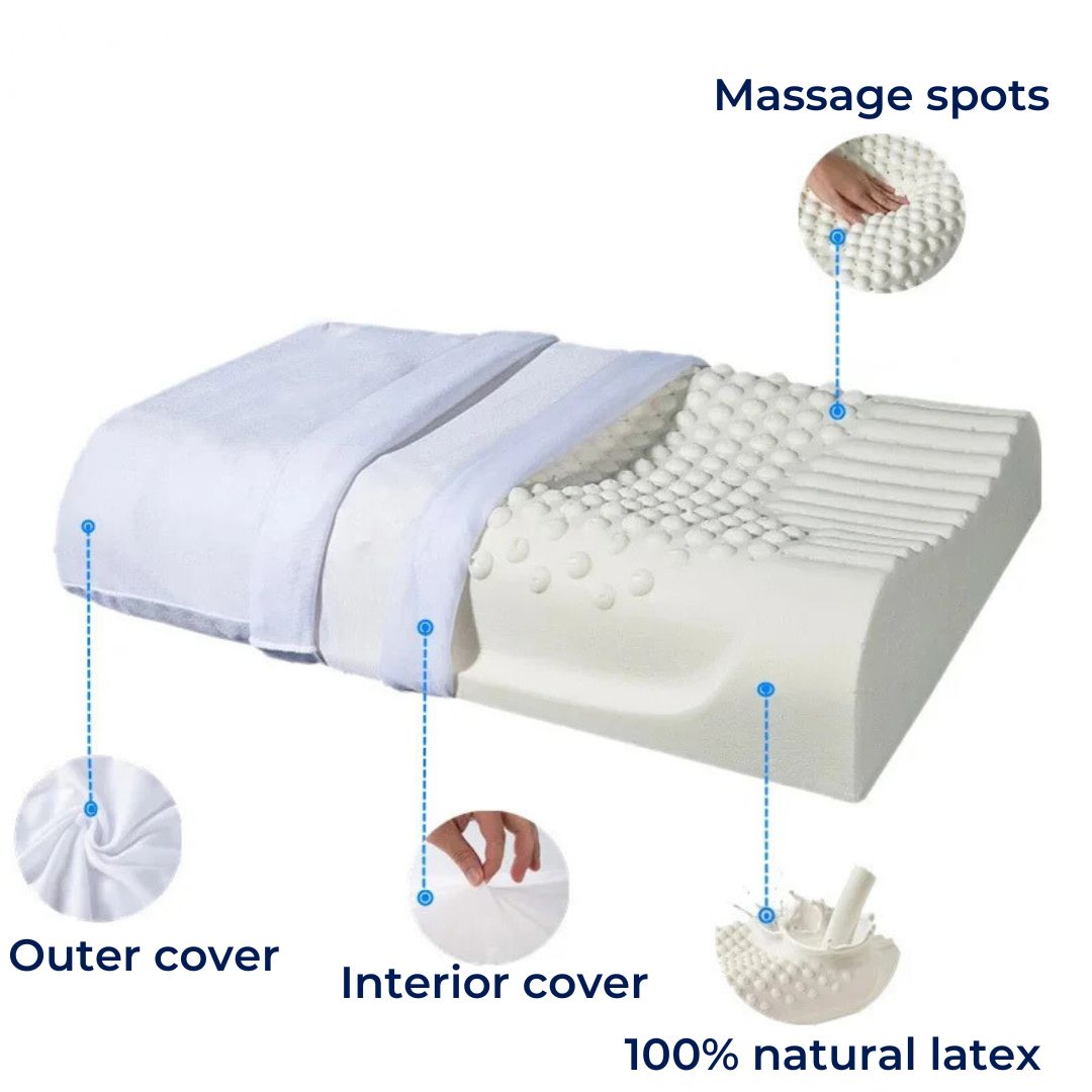 EcoNeck Comfort | 100% Natural Latex Orthopedic Pillow - for Neck Pain - Comfortable and Supportive Pillow - Better Sleep - Wellness Kalsten
