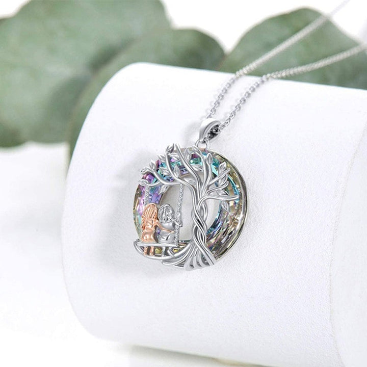 Kalsten | Tree of Life Sister on the Swing Cry-stal Pendant Necklace