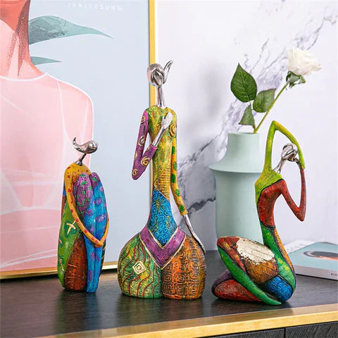 Kalsten | Modern Abstract Woman Sculptures – Handcrafted Colourful Resin Art for Home Decor