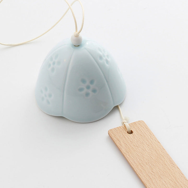 Kalsten | Japanese Ceramic Bells, Sakura Bell Rings, Hanging Garden Bells, Living Space Garden Decoration, White