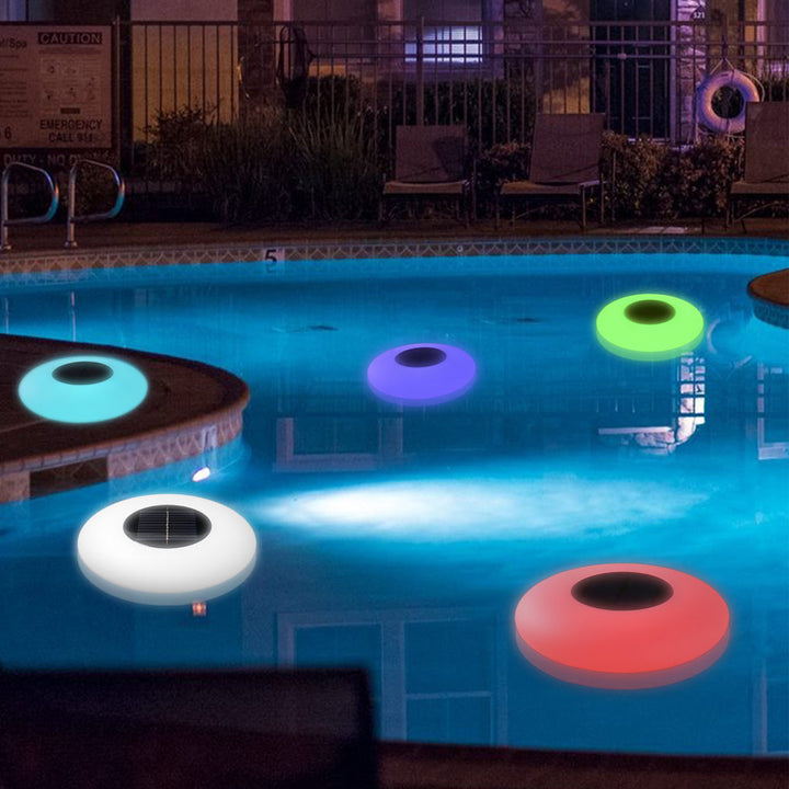 Round Colorful RGB LED Waterproof Solar Modern Outdoor Lights Pool Lights | Kalsten