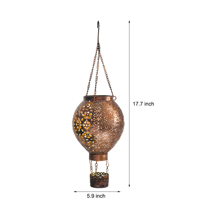 Portable Cast Iron Hot Air Balloon Solar Lanterns Hanging Solar Light Hollow Outdoor Decor Garden Light | Kalsten