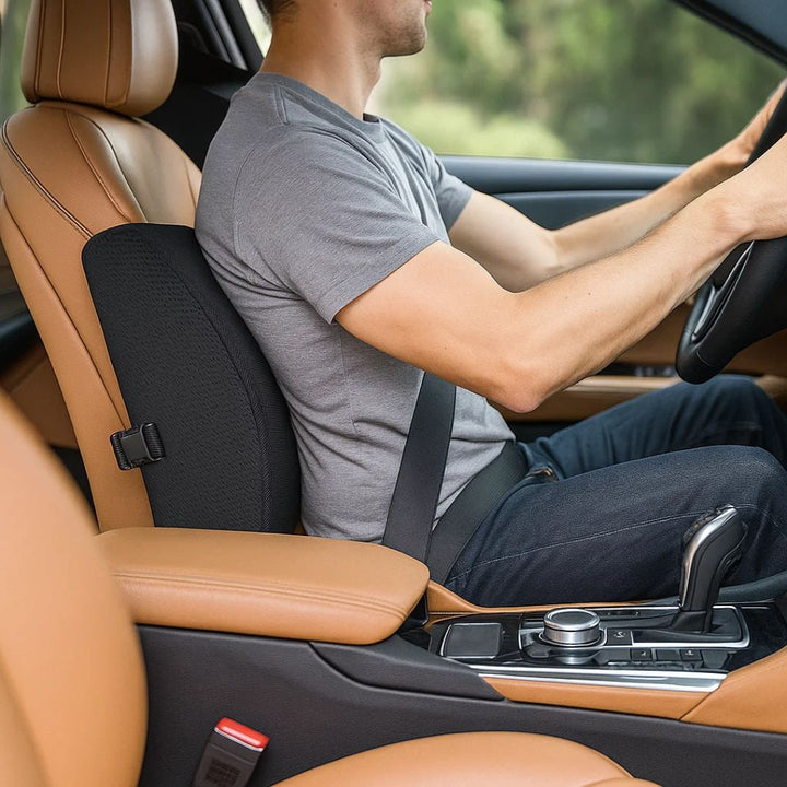 DriveEase | Car Lumbar Support Cushion – Memory Foam Relief – Breathable Mesh – Ideal for Commute & Long Drives Kalsten