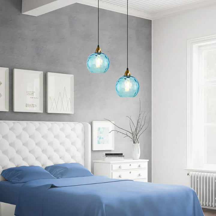 Pendant Light Ripple Glass 7.9 in Sphere Adjustable Dining Room Kitchen Hanging Ceiling Lamp Modern Nordic Minimalist Fixture | Kalsten