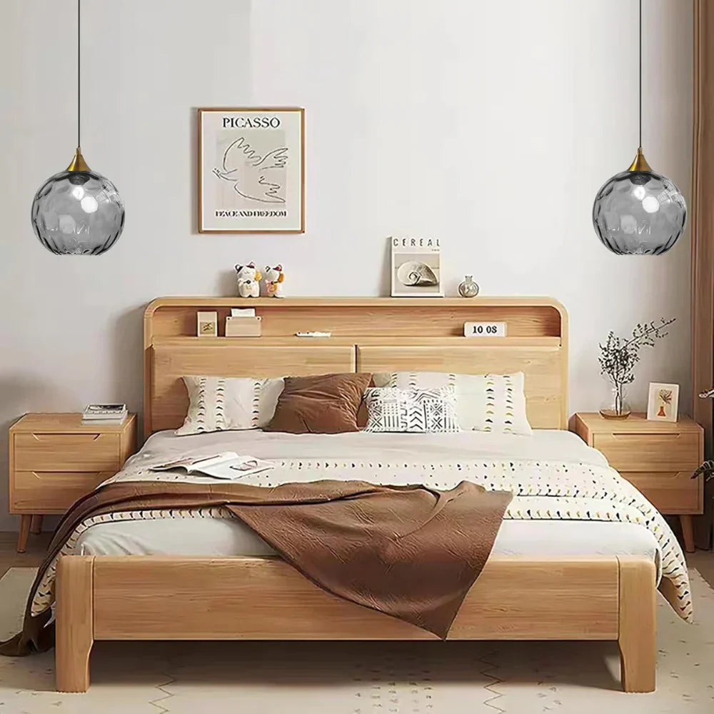Pendant Light Ripple Glass 7.9 in Sphere Adjustable Dining Room Kitchen Hanging Ceiling Lamp Modern Nordic Minimalist Fixture | Kalsten