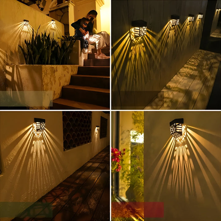 Solar Outdoor Wall Lights – | 2-pack/4-pack Hollow Pattern for Atmospheric Garden Lighting | Kalsten