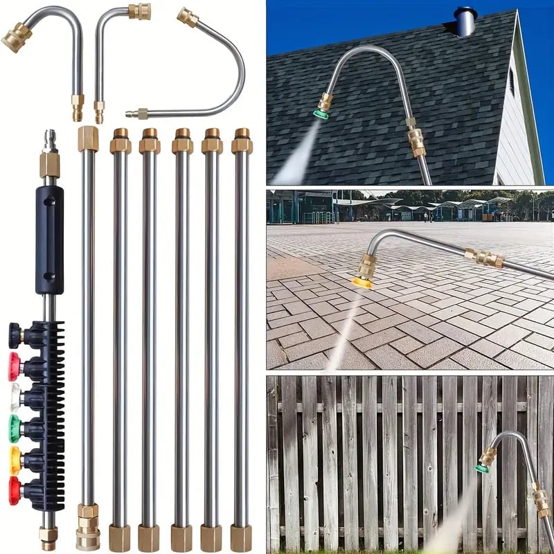 Kalsten | 4000 PSI Telescoping High Pressure Washer Wand Set for Gutter & Roof Drainage & Walls Cleaning