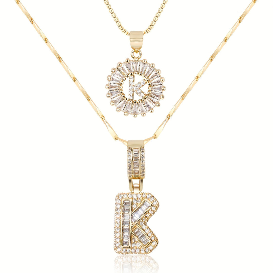 Kalsten | 2pc 14k Diamond Letter Initial Necklaces