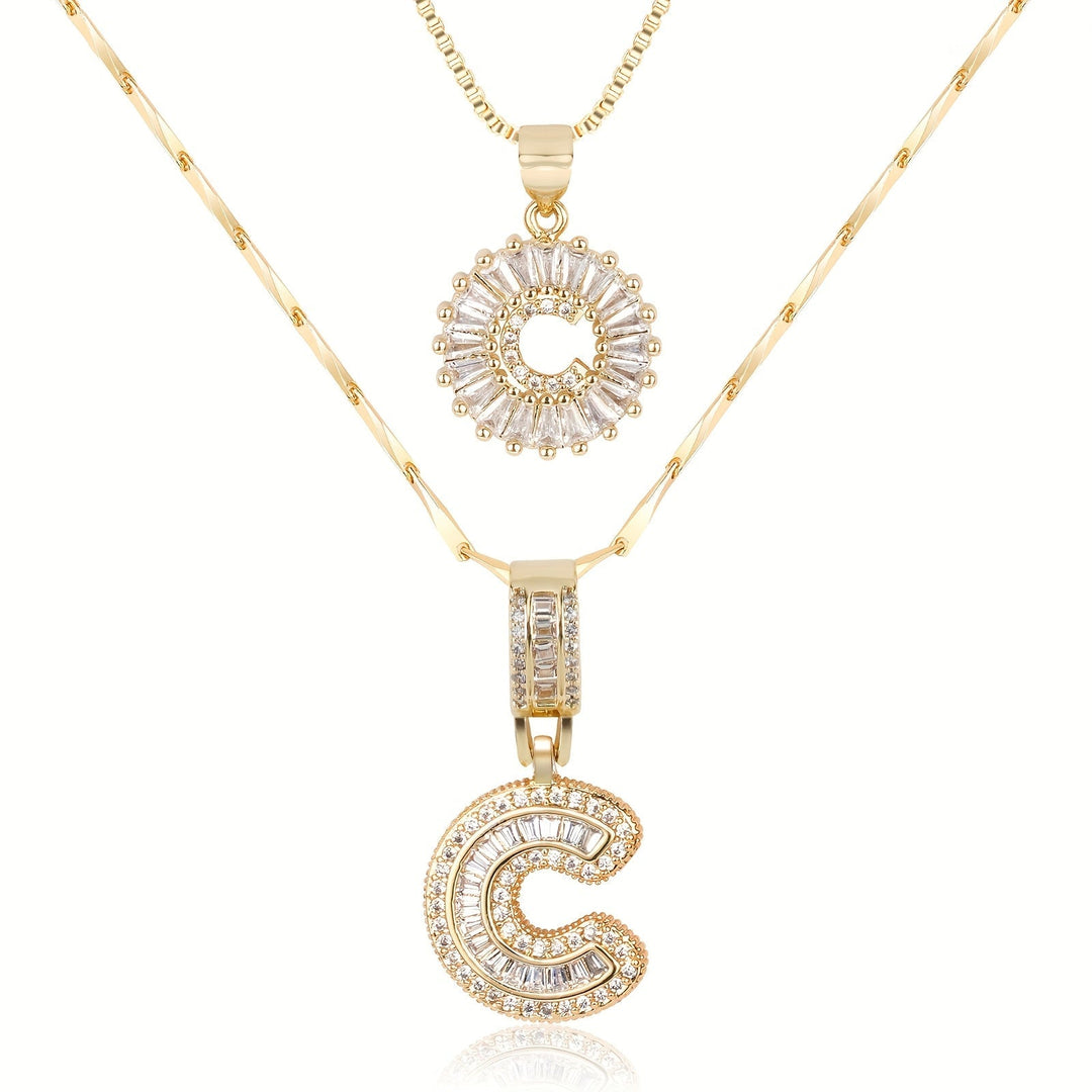 Kalsten | 2pc 14k Diamond Letter Initial Necklaces