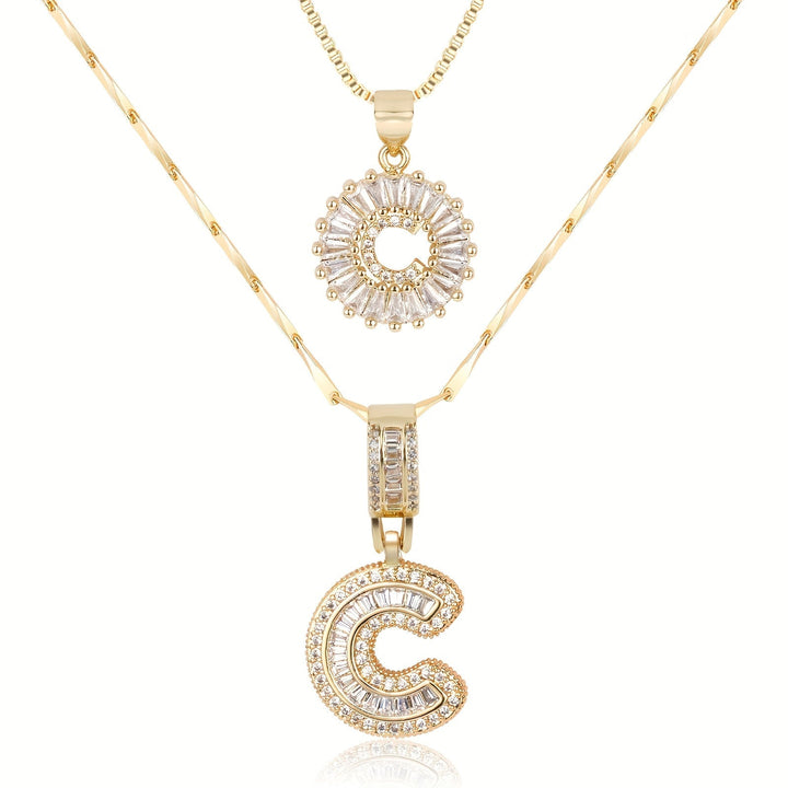 Kalsten | 2pc 14k Diamond Letter Initial Necklaces