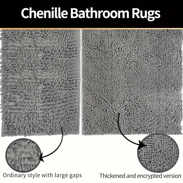 Round LuxeChen Bath Mat Ultra-Soft Chenille – Anti-Slip & Quick Dry | Kalsten
