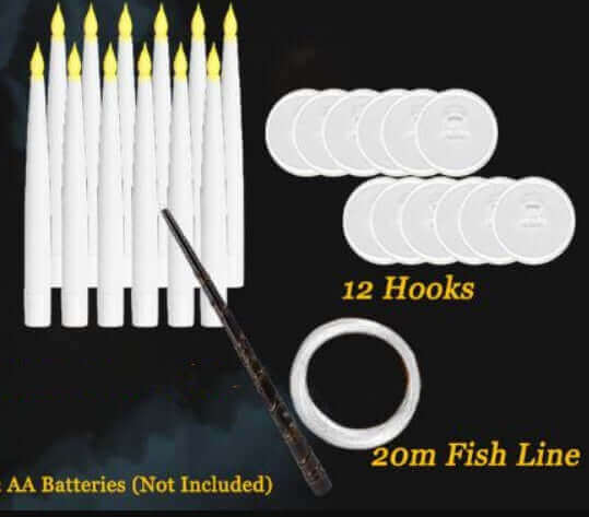 20 LED Floating Taper Candles With Candle Sticks and Magic Wand Remote Control for Home and Event Decoration | Kalsten