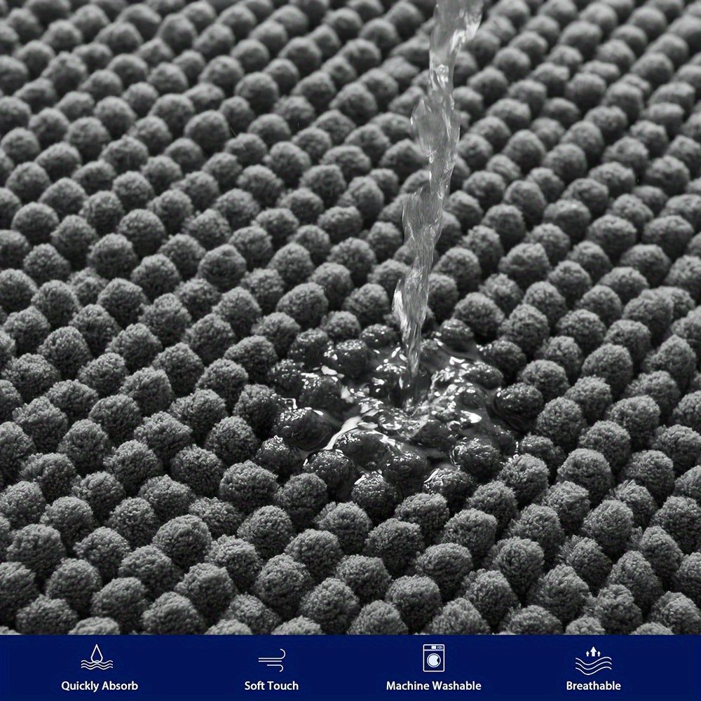 Round LuxeChen Bath Mat Ultra-Soft Chenille – Anti-Slip & Quick Dry | Kalsten