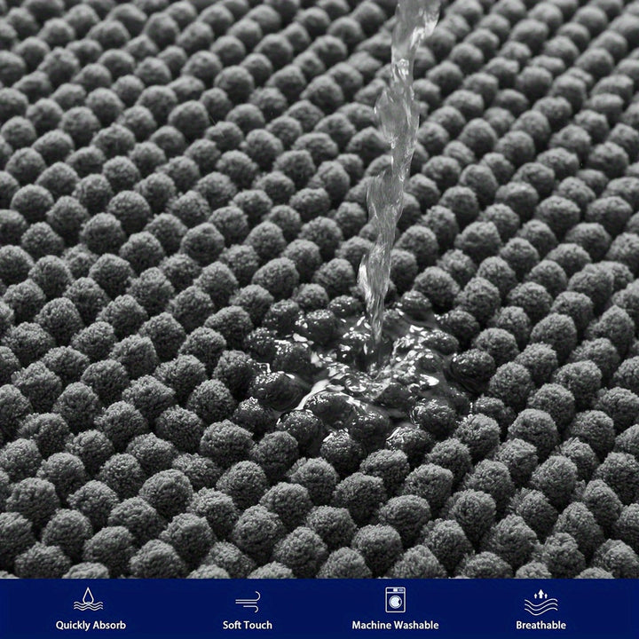 Round LuxeChen Bath Mat Ultra-Soft Chenille – Anti-Slip & Quick Dry | Kalsten