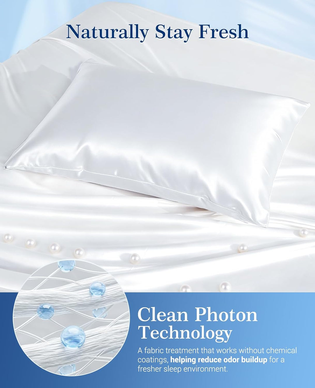 Cooling Pillowcases Q-max>0.5, 2-Pack, Soft & Hair-Friendly-White | Kalsten