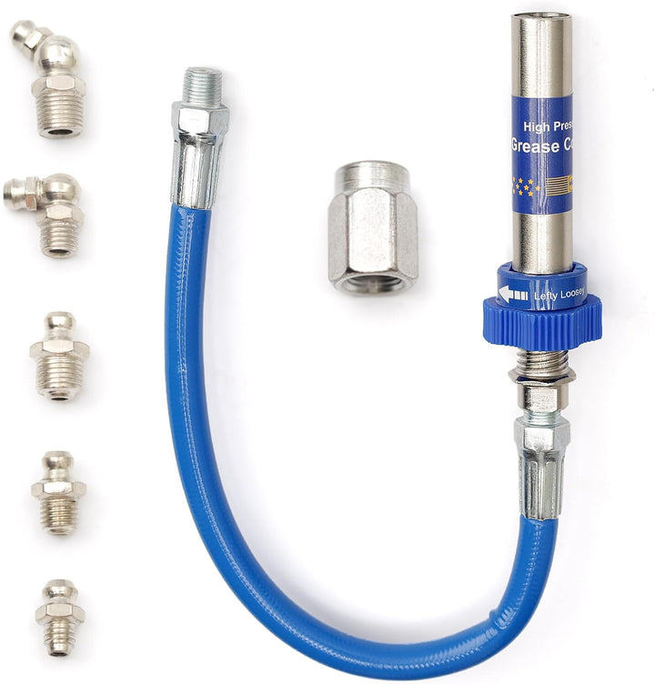 High-Pressure Grease Coupler - Heavy-Duty Fittings Adapter for Grease Guns, Fast Lock and Release Nozzles (Universal Fit) Kalsten