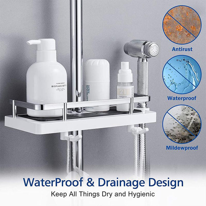 Bathroom Shelf Caddy for Shower Rail, No Drilling Pole Shower Storage Rack Holder | Kalsten
